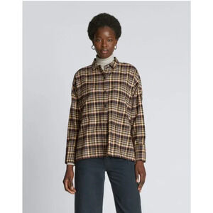 Everlane Boxy Plaid Flannel Soft Button Up Shirt - Sz S